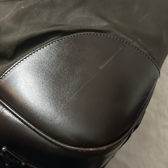 Prada Large green nylon and brown leather commuter bowling bag & lock & keys - Picture 15 of 17